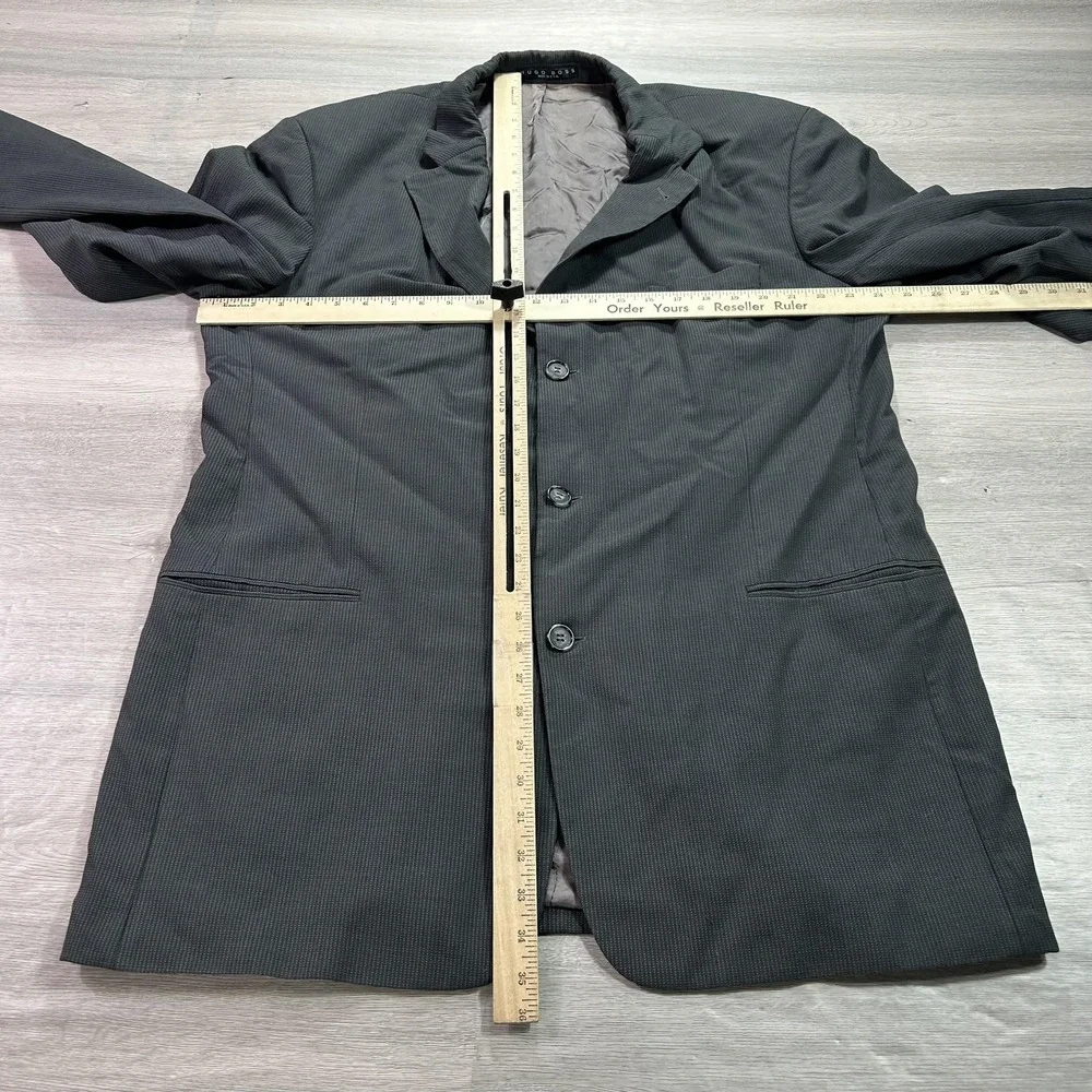 Hugo Boss‎ Blazer Mens 46L Gray Micro Check 3 Button Made USA Sport Coat Jacket